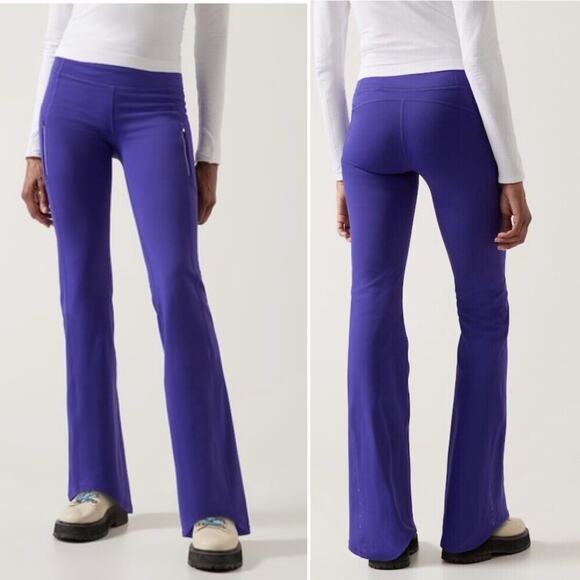 Athleta Pants - ATHETA Rainier Bootcut Pant Noble Blue S Fleece Lined Athletic Pants EUC
